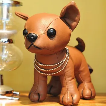 creative toy ,PU leather dog about 20cm black or brown Chihuahua plush toy ,Christmas gift h2921