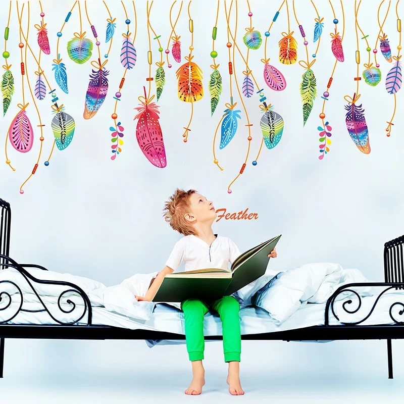 [SHIJUEHEZI] Dreamcatcher Korean Style Wall Sticker Colorful Feather