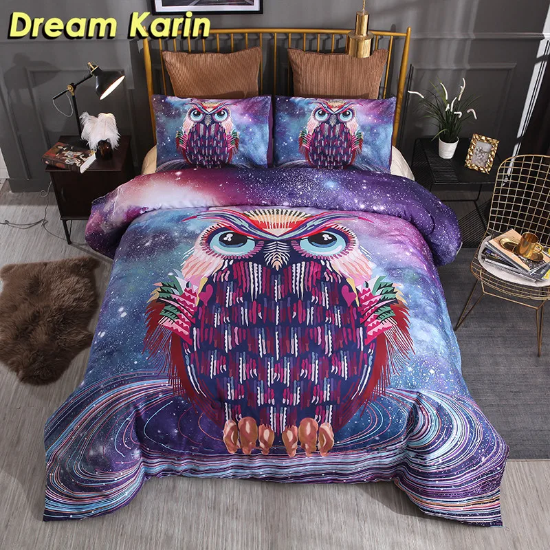 

Dream Karin Bedroom Decor 3D Animal Starry Owl Bedding Sets Bed Set Duvet Cover With Soft Pillowcases 2/3 Pcs Conjunto De Cama