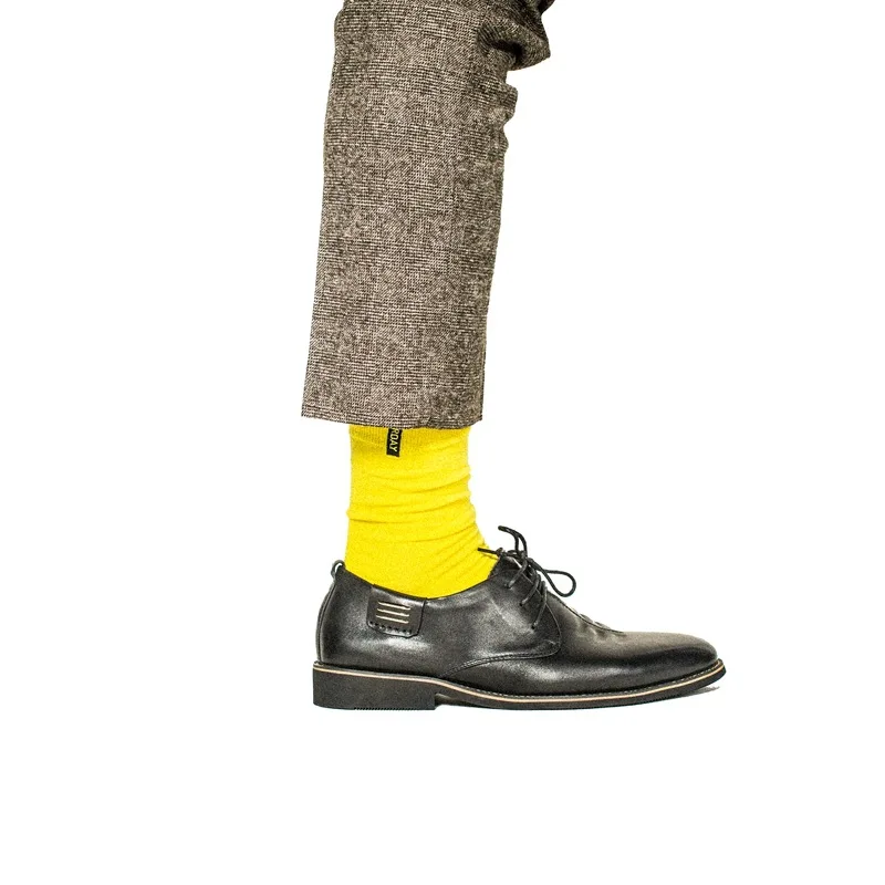 Горячее предложение! Распродажа! Модные мужские цветные хлопковые забавные носки больших размеров в британском стиле, удобные повседневные носки для мужчин Morewin - Цвет: Gold