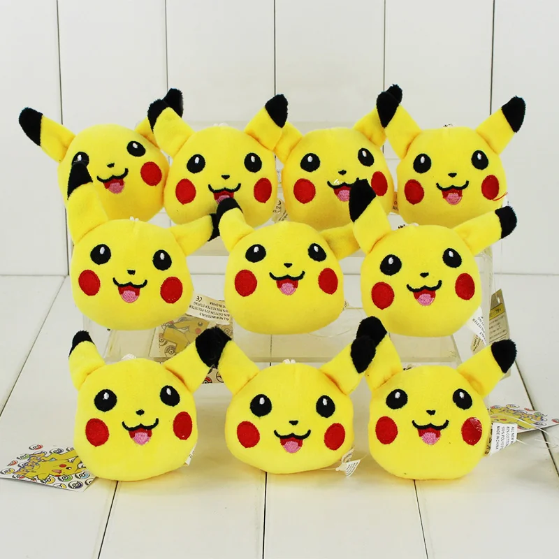 10pcs lot 8cm Anime Plush Toy Pikachu Soft Stuffed Brinquedos Kawaii Pikachu Keychain Pendant