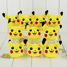 10pcs lot 8cm Anime Plush Toy Pikachu Soft Stuffed Brinquedos Kawaii Pikachu Keychain Pendant