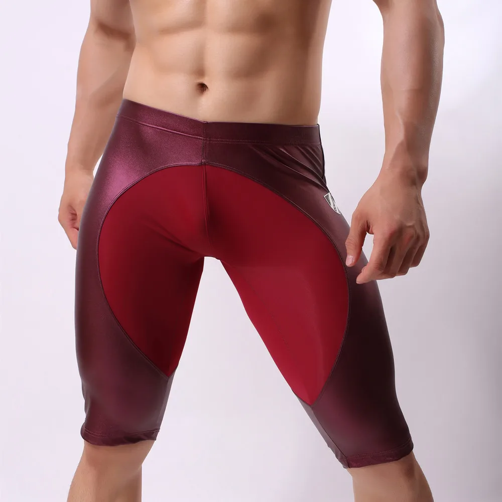 Штаны для бега, мужские Компрессионные Леггинсы для фитнеса, Мужская облегающая спортивная одежда из спандекса для мужчин, Лоскутные Спортивные штаны для тренировки мышц - Цвет: Red