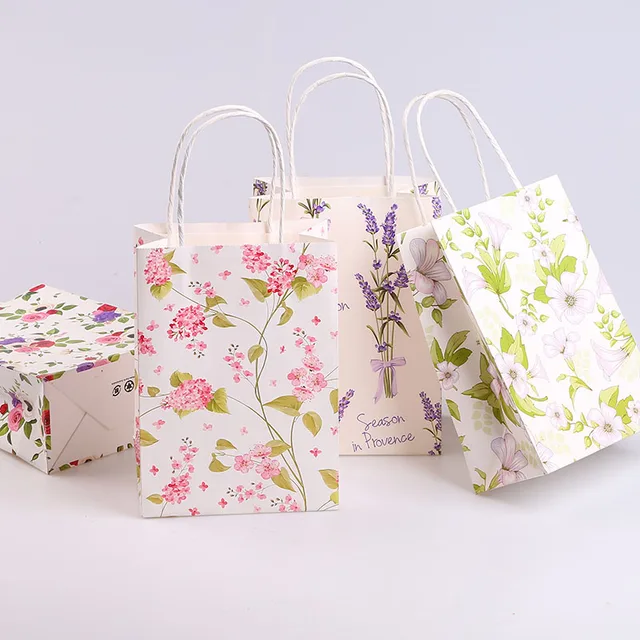 20pcs Flowers Print Gift Bag for Wedding Lavender,Cherry Blossom,Rose