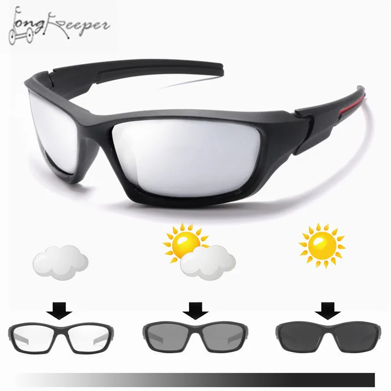 2018 marca fotocromáticos Gafas de sol polarizadas hombres Ciclismo camaleón decoloración Gafas de sol bicicleta Plaza conducción Gafas de Ciclismo
