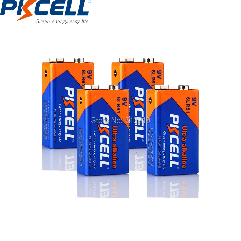 Disposable Battery 10Pcs PKCELL 9v thermometer battery 6LR61 E22 MN1604 522 Super Alkaline Battery Dry Primary Batteries Superior 6F22 alkaline battery