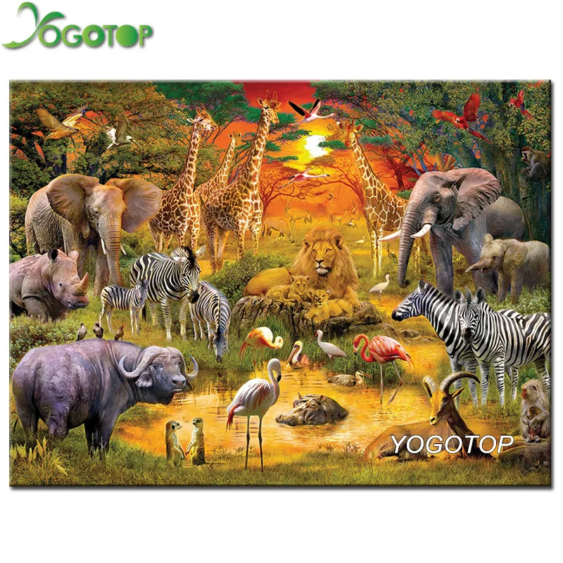 

YOGOTOP Needlework DIY Diamond Painting Cross Stitch Zoos animals Pattern Diamond Embroidery Square Rhinestone Home Decor ZB977