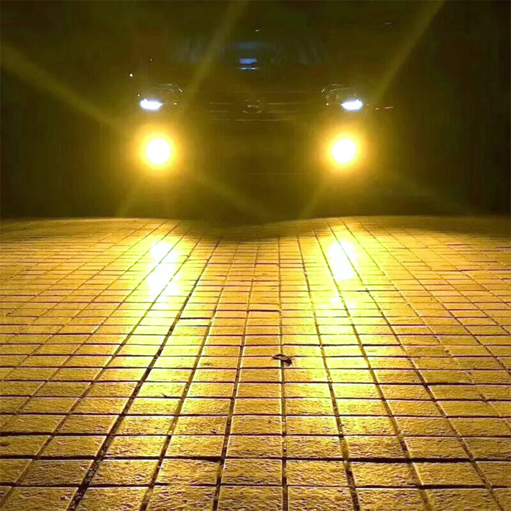 Современная Автомобильная двухцветная белая Янтарная противотуманная фара 72 Вт 8000 лм светодиодный противотуманный фонарь H11 H7 H4 9005 9006 880 Lumi светодиодный ZES светодиодный автомобильный фонарь