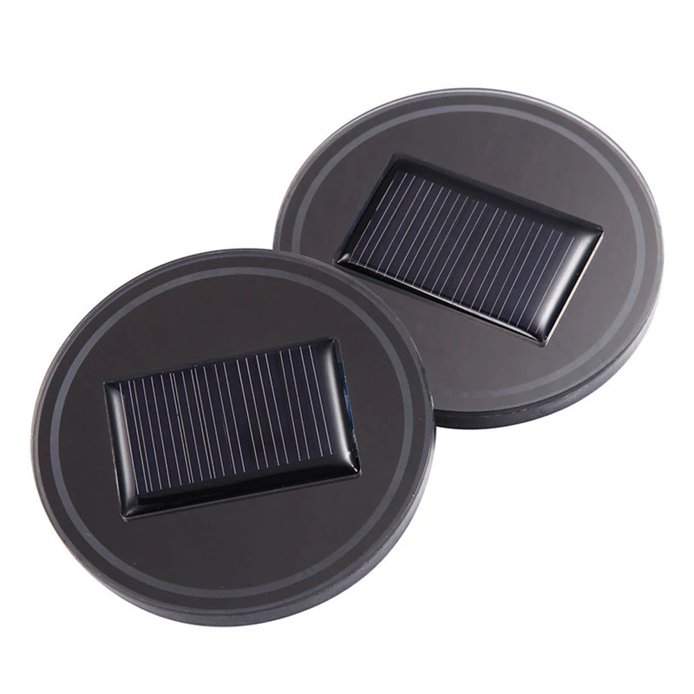 Portable 2 Pcs Solar Car Cup Holder With LED Light Bottom Mat Pad Cover font b