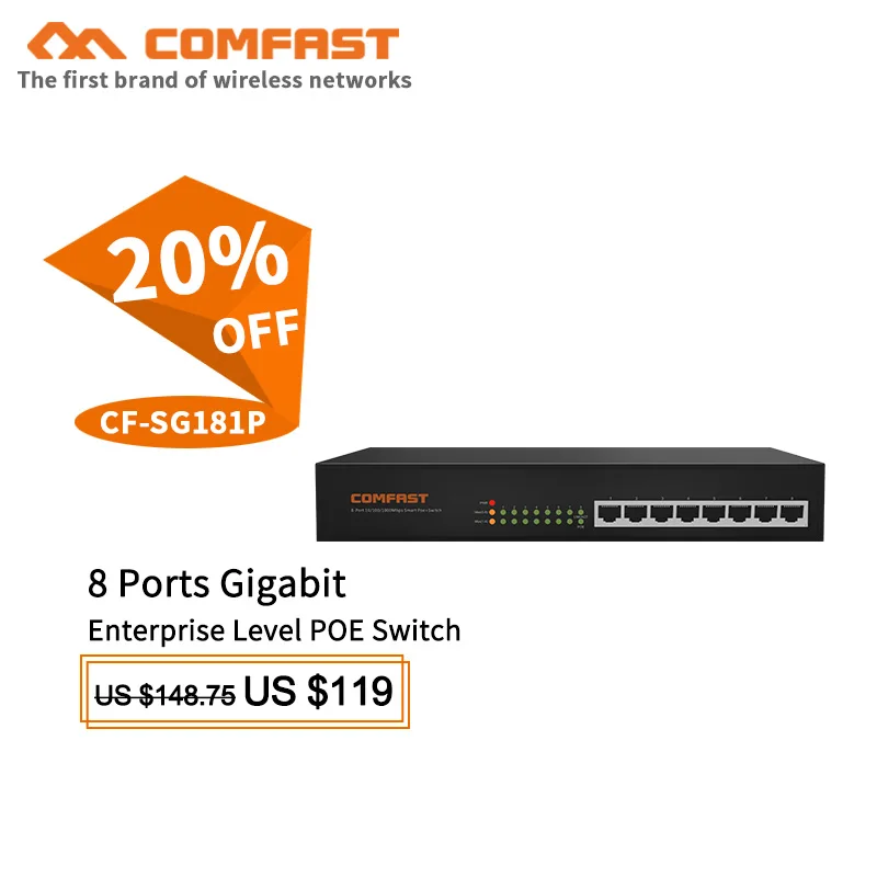 

10/100/1000Mbps 8 Port Gigabit PoE Switch 802.af/at Ethernet poe switch professional for IP Cameras/ Wireless AP network system