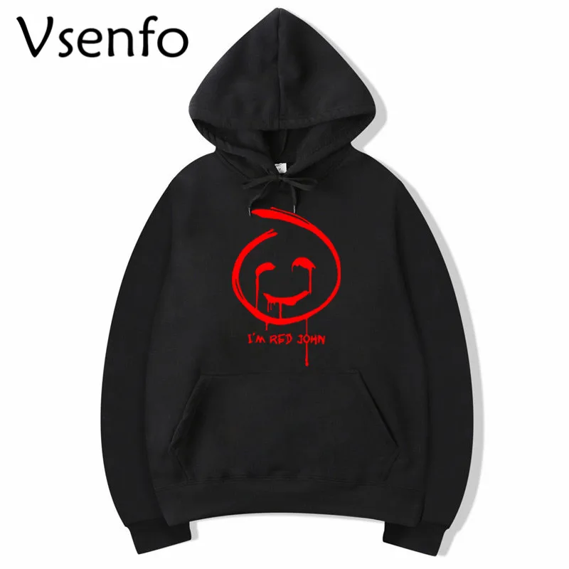 

Vsenfo Red John Mentalist Sweatshirt Funny Graphic Printed Red John Smiley Face Patch Hoodies Unisex Pullover Autumn Winter Warm