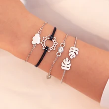 4 шт./компл. богемная Серебряная цепочка браслеты для женщин Горячая Мода Сердце костюм подарочные браслеты и ювелирные изделия золотые наборы браслетов