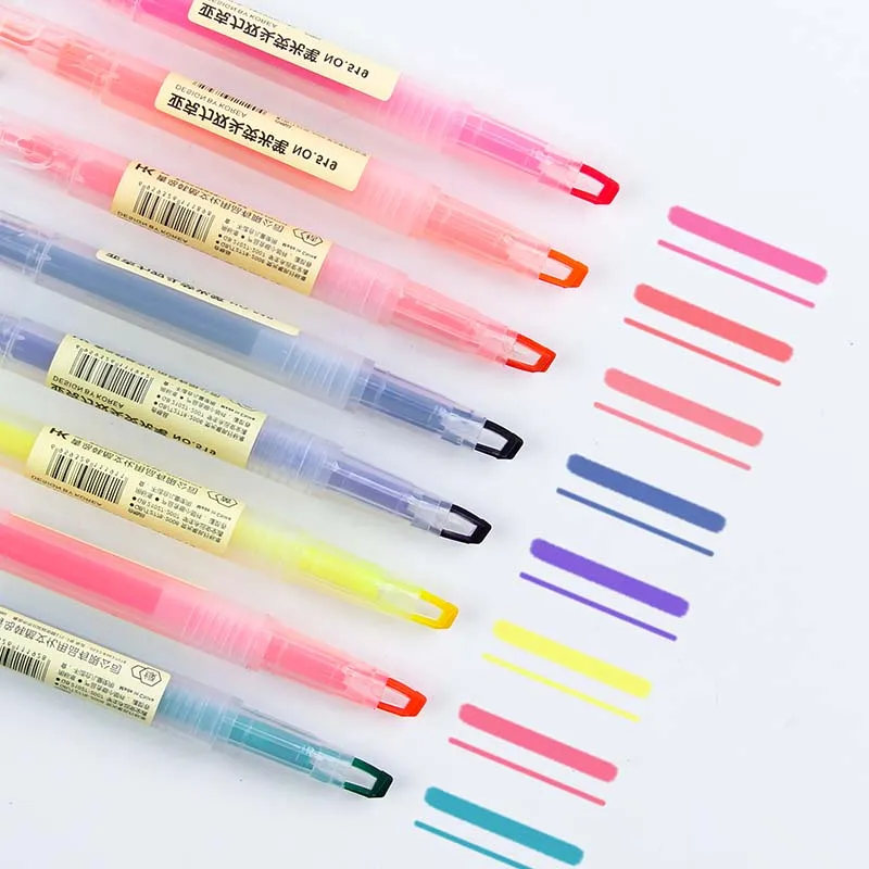 

Double Head Writing Fluorescent Marker Pens Cute Straight Liquid Highlighter Pen Office Stationery School Supplies