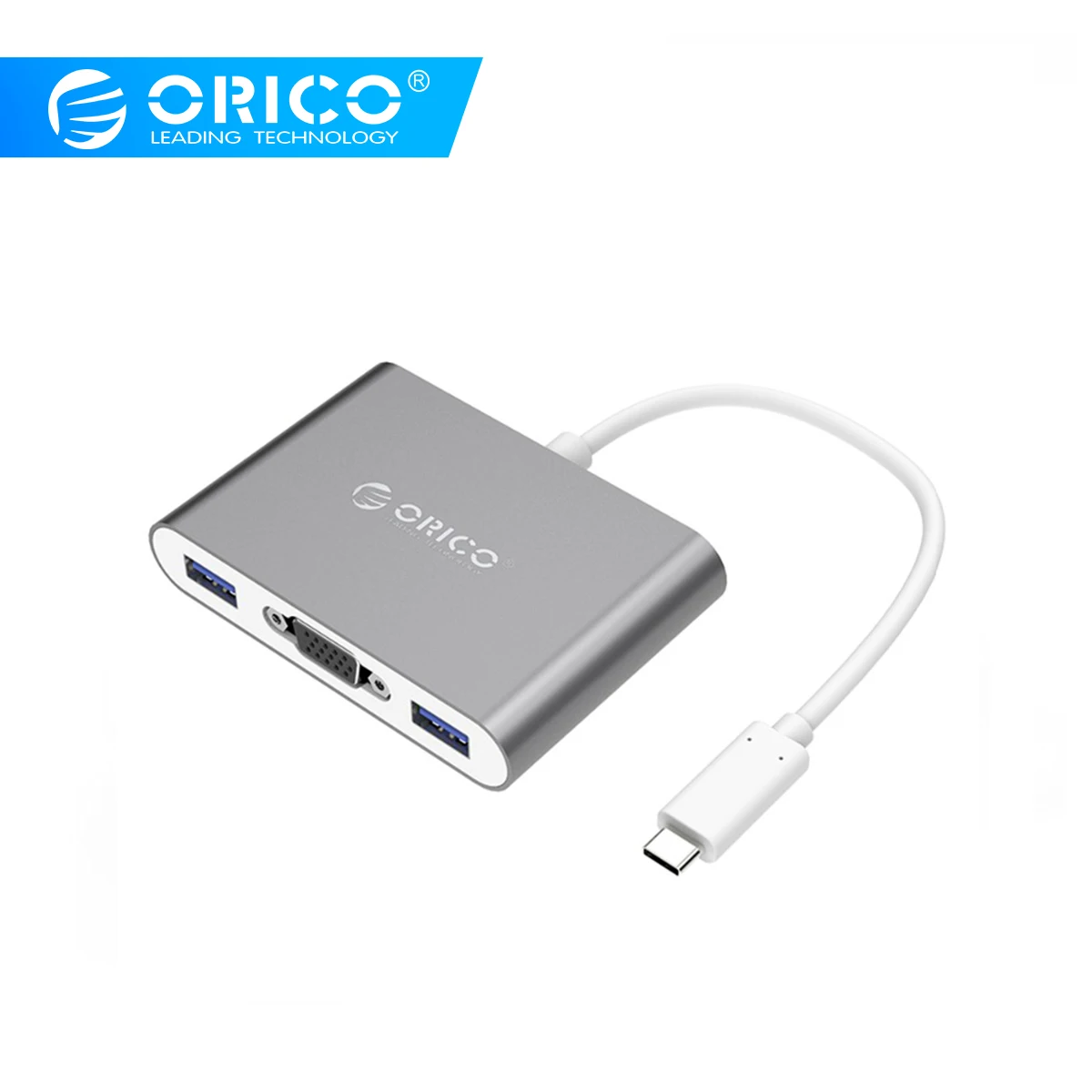 ORICO RCV3A алюминиевый концентратор с тип-c для VGA/тип-c/тип-a конвертер USB3.1 Gen1 5 Гбит/с 3 USB3.0 портами для Mac/Windows/Linux