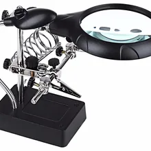 Новое сварочное увеличительное стекло 5 светодиодный увеличительное стекло с дополнительными зажимами 2 Сменные линзы ручной паяльник подставка станция держателя