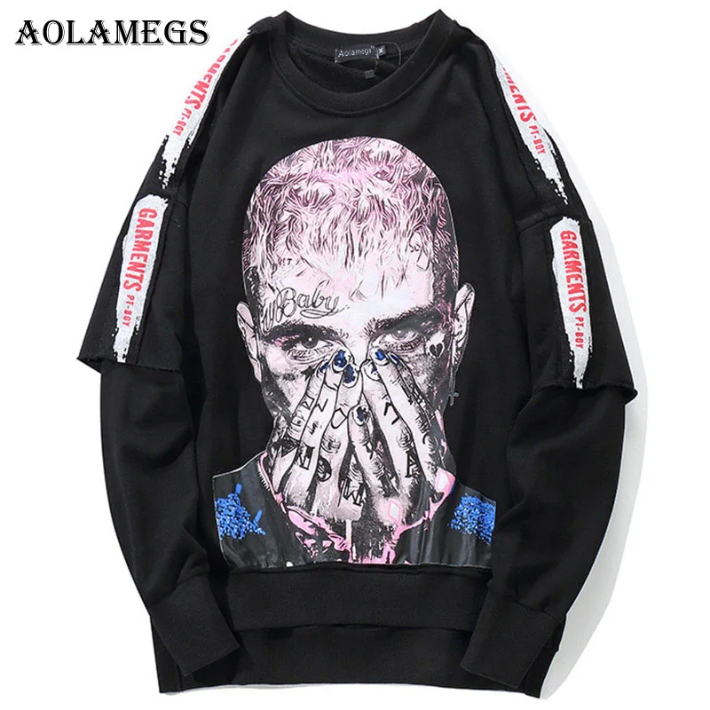Skup Aolamegs męska bluza fajne nadrukowane bluzy pulower Streetwear główna ulica Hip hop moda jesień odzież Streetwear
