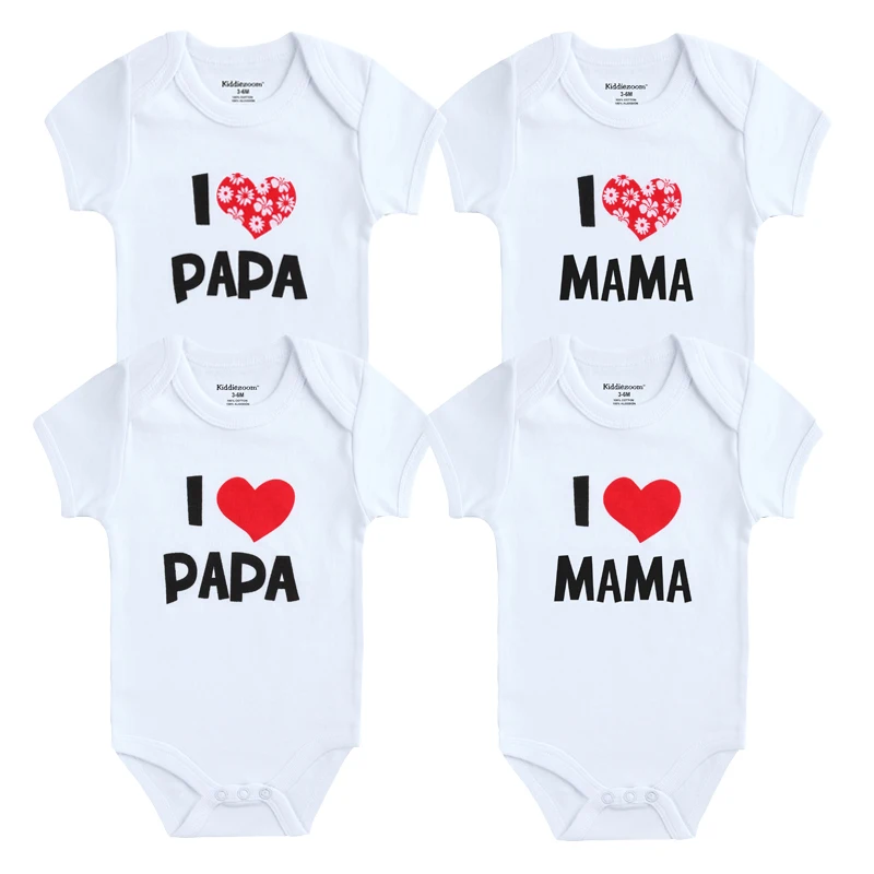 Kiddiezoom боди для ребенка мальчика I Love Papa Mama комплект одежды для маленьких девочек с принтом