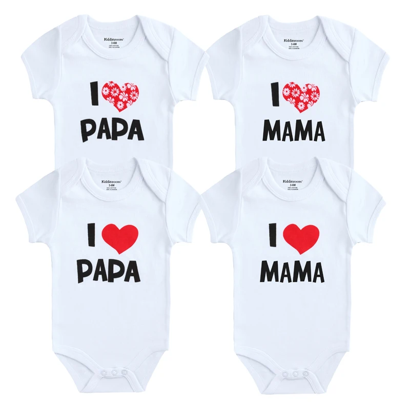 Комплект одежды для маленьких девочек с надписью I Love Papa Mama Комбинезоны мальчиков