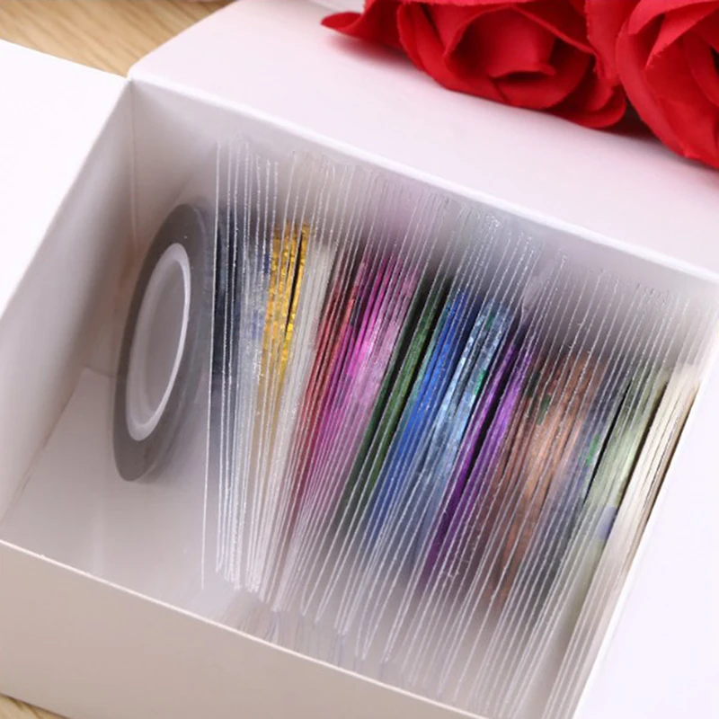 30 шт. DIY наклейки 20 м Разноцветные Rolls Nail Книги по искусству Чередование ленты Line Украшение Стикеры