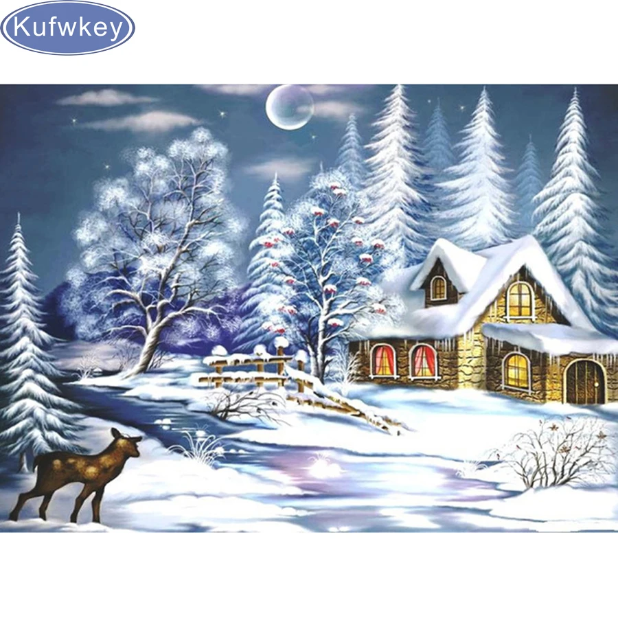 

3d 5D DIY diamond embroidery snow house Pictures,full diamond painting Cross Stitch Rhinestone mosaic home decoration Christmas