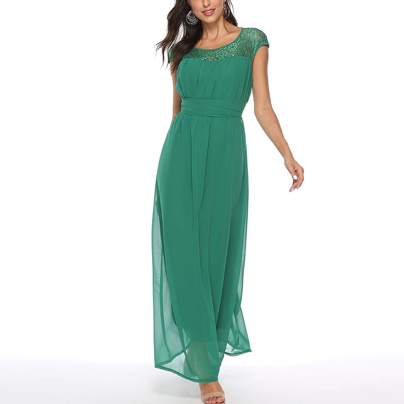 

Women Lace Hollow dress A-line Backless summer lady slim solid Bridesmaid wedding Party Dress elegant retro long dresses vestido