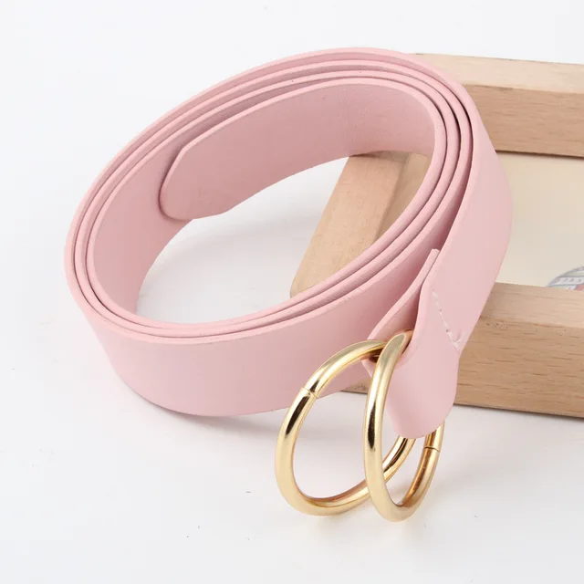 Women Double ring round buckle Belts Luxury Brand Designer Lady Waist
