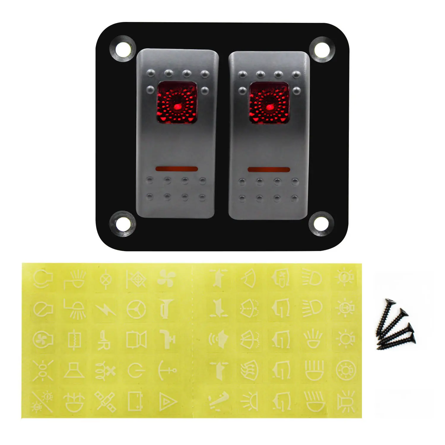 Marinho à Prova Gang Vermelho Rocker Switch Painel Disjuntor Barco Dwaterproof Água Shgo-12v-24v 2 3 SHGO-12V-24V 2 gang vermelho rocker switch painel