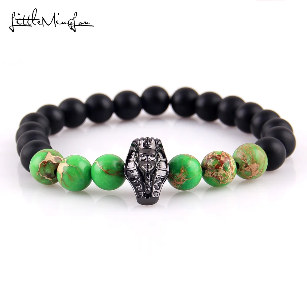 

WML New Arrival Diy pharaoh Charm Bracelets For Men Black Mummies Men bead Bracelets Cubic zirconia Jewelry Gift