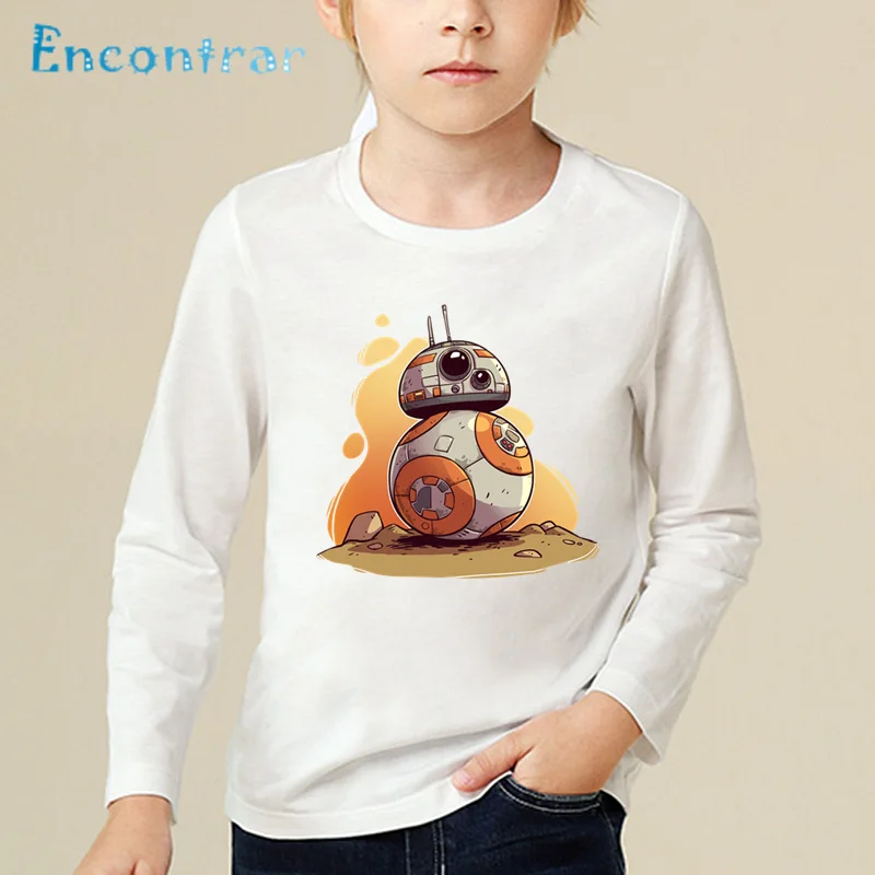 

Children BB-8 On The Move Printed Funny T-shirt Kids Star Wars Tops Baby Boys/Girls Casual Long Sleeve T shirt,LKP5163