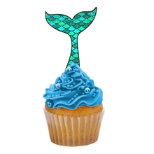 Хвосты русалки, в форме единорога вафельная бумага для украшения для кексов, предварительно вырезанное съедобное украшение для кексов, вечерние инструменты для украшения