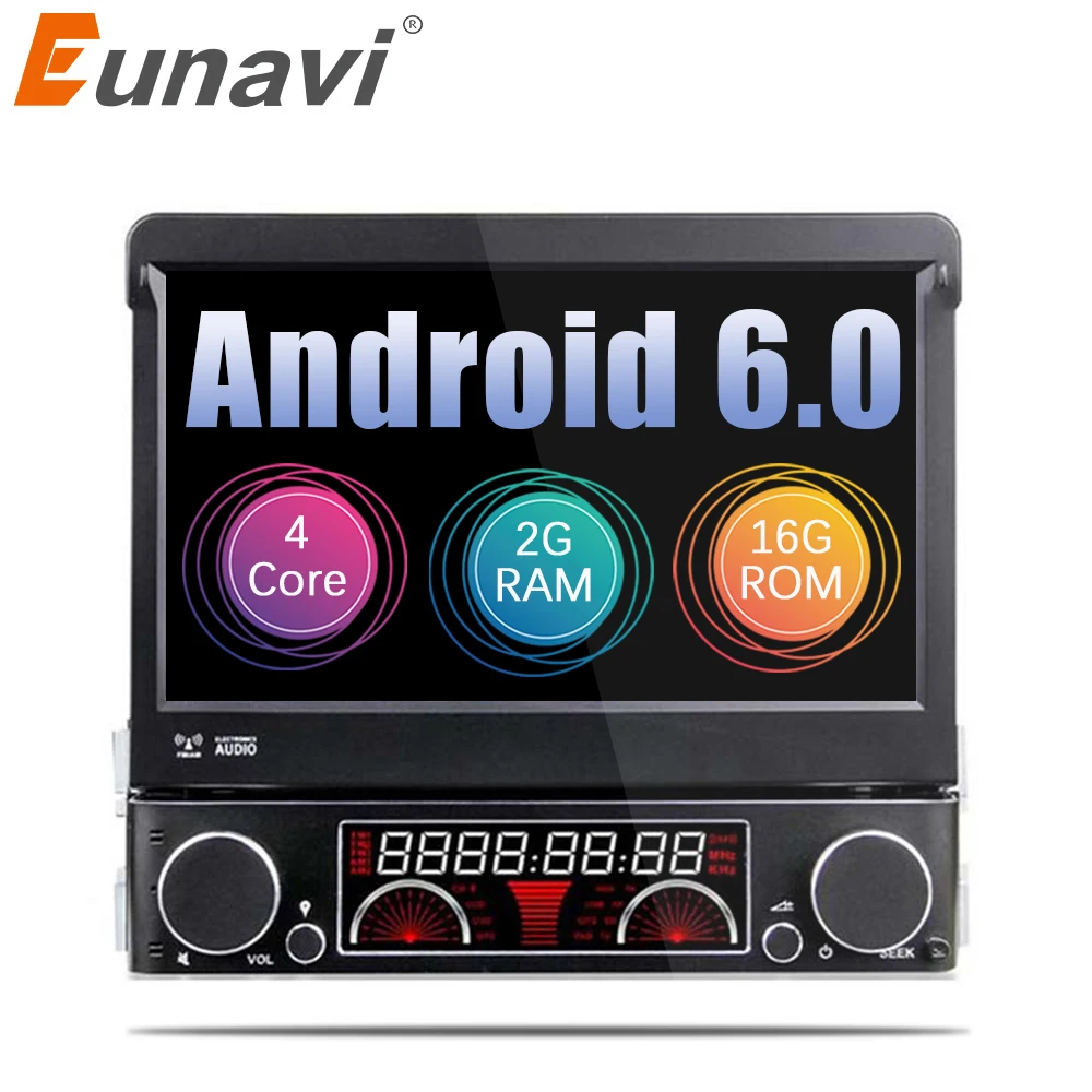 Euanvi четырехъядерный 2G ram 1 Din автомобильный dvd плеер Android 6 0 Радио стерео