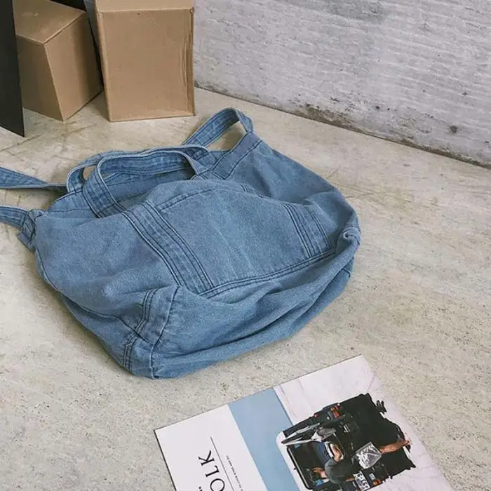 Горячая Распродажа Женская сумка через плечо джинсовая Большая вместительная простая винтажная Повседневная сумка через плечо стильная мягкая ткань KA-BEST