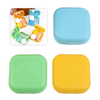 

Popular Mini Square Contact Lens Case Box Travel Kit Easy Carry Mirror Container Free Shipping estuche lentes de contacto