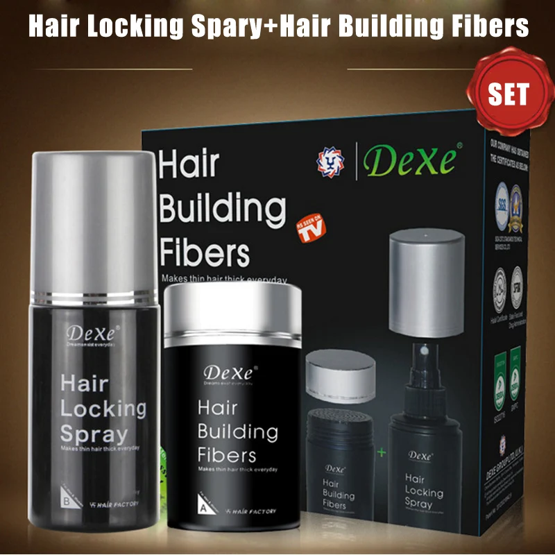 22g Hair Building Fibers + 100ml Hair Locking Spray Thicker Hair Fibers Powder Keratin Hair Loss