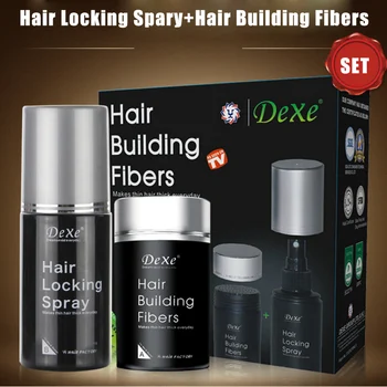 

22g Hair Building Fibers + 100ml Hair Locking Spray Thicker Hair Fibers Powder Keratin Hair Loss Concealer Dexe Brand