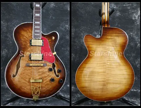 Starshine Hollow Body Electric Guitar YL-BY80 L5 Style Quilted Maple Topr Good Pickups 5piece Maple Neck Grover Tuner