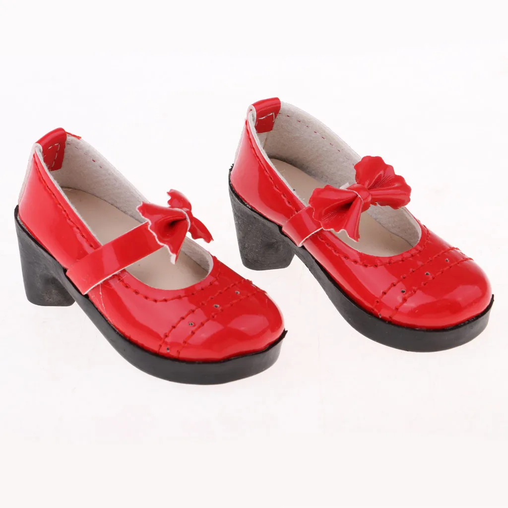 SD Shoes 1/3 BJD Shoes with Bowknot for Supper Dollfie DZ DOD MID Doll Red High Heels Party Outfit