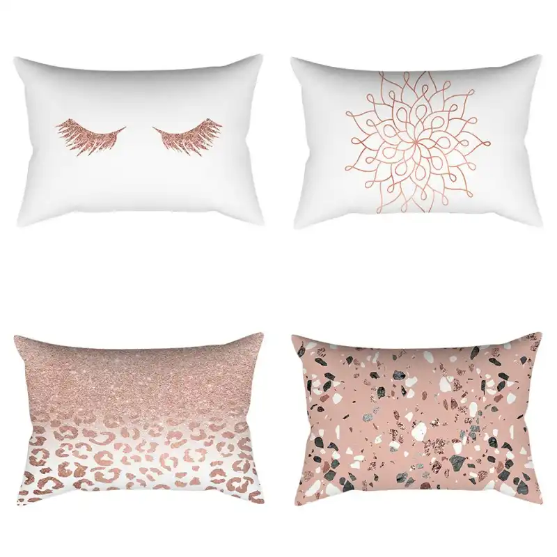 30 50cm Rose Gold Pink Minimalist Linen Cotton Cushion Cover Case Polyester Home Decor Bedroom Decorative Sofa Car Throw Pillows