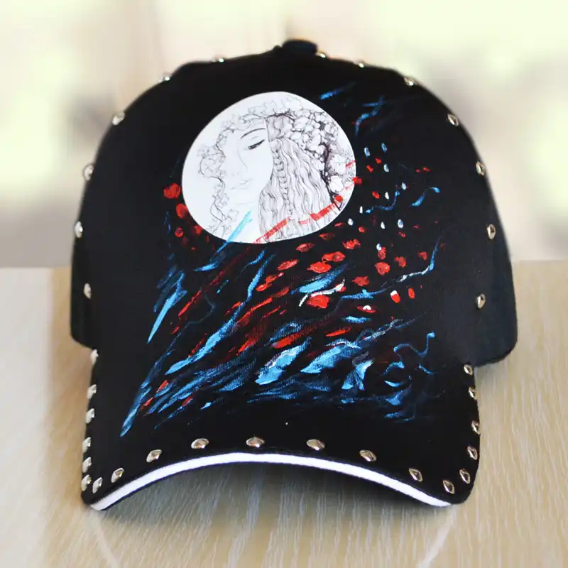 New Anchor Women Black Caps Men Coloured Drawing Baseball Cap