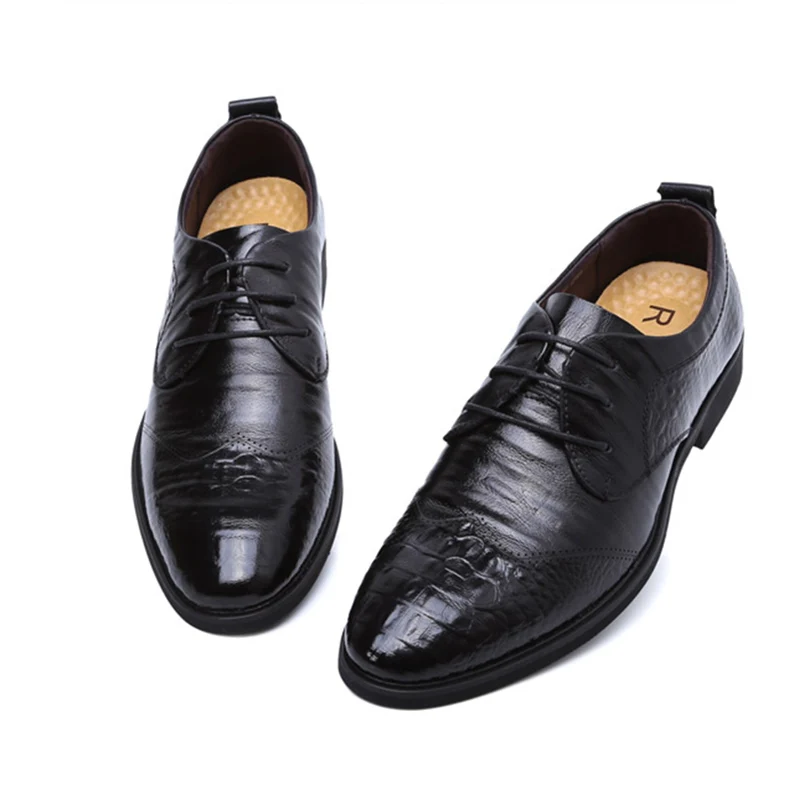 Homens Oxfords Couro Vestido Zapatos Hombre Verão Dos Crocodilo Lace up De Preto Negócios Sapatos 44 38 Padrão Apontou xznf0nCqv