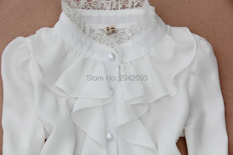 Весенне-осенние шифоновые блузки для девочек; одежда для детей; белые рубашки с длинными рукавами и кружевным воротником; топы для подростков; одежда для малышей
