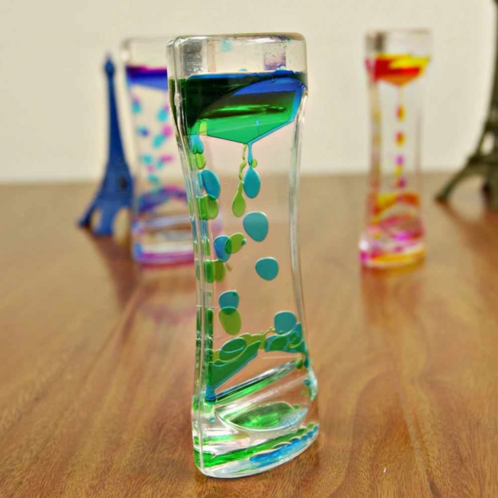 new Double Colors Oil Hourglass Liquid Floating Motion Bubbles Timer Desk Decors hot sale