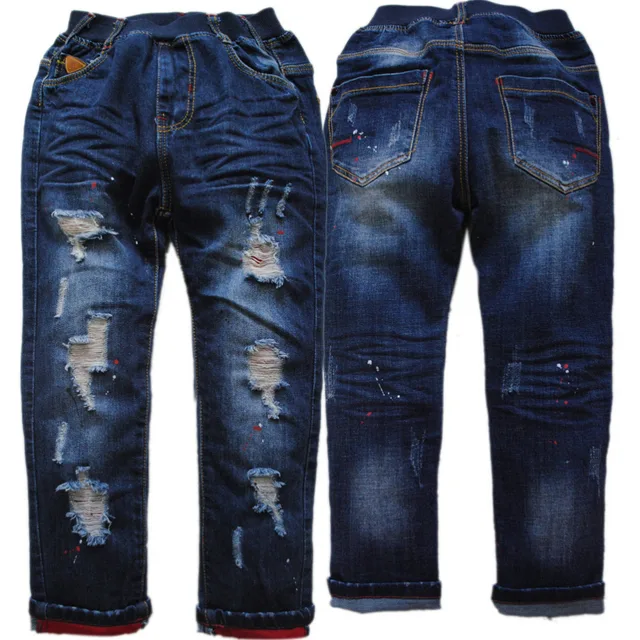 3988 120 165cm height hole jeans boys pants spring autumn boys denim