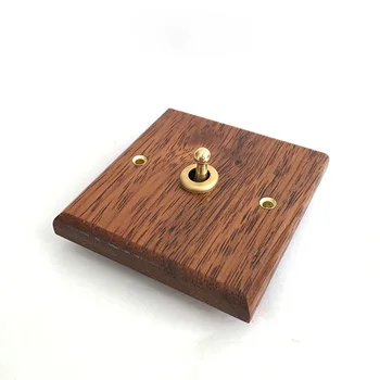 

Retro switch socket switch panel hand made of solid wood brass lever open double control American Continental 6A 110V- 250V