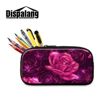 Dispalang креативный косметический чехол с фиолетовой розой и цветочным принтом для девочек, 3D реалистичный цветочный карандаш для карандашей, сумки для учеников начальной школы