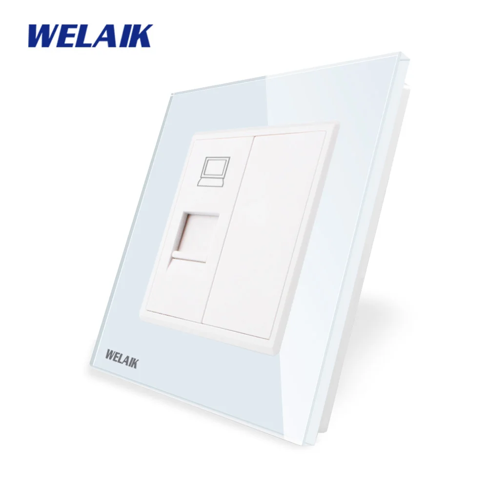 WELAIK кристалл-стекло-панель 1Frame-EU розетка-компьютер-розетка A18COW/B