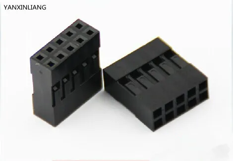 

50PCS/Lot 10 Pin 2x5 Pin 2.54mm Double Row Plastic Dupont Head Jumper Wire Cable Housing Female Pin Connector