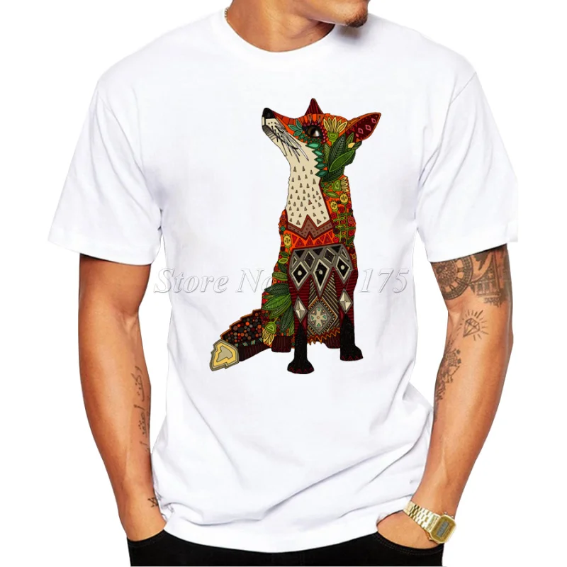 

2019 New Fashion Ice Floral Fox Design Men's High Quality PrintedT Shirt Cool Tops Casual Male T-shirt