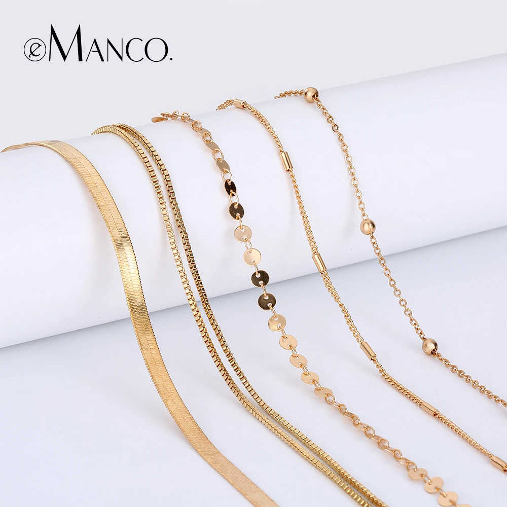eManco Gold Color Luxury Necklace for Women Fashion Statement Necklaces Jewelry Women Accessories Unisex Chain Jewelry