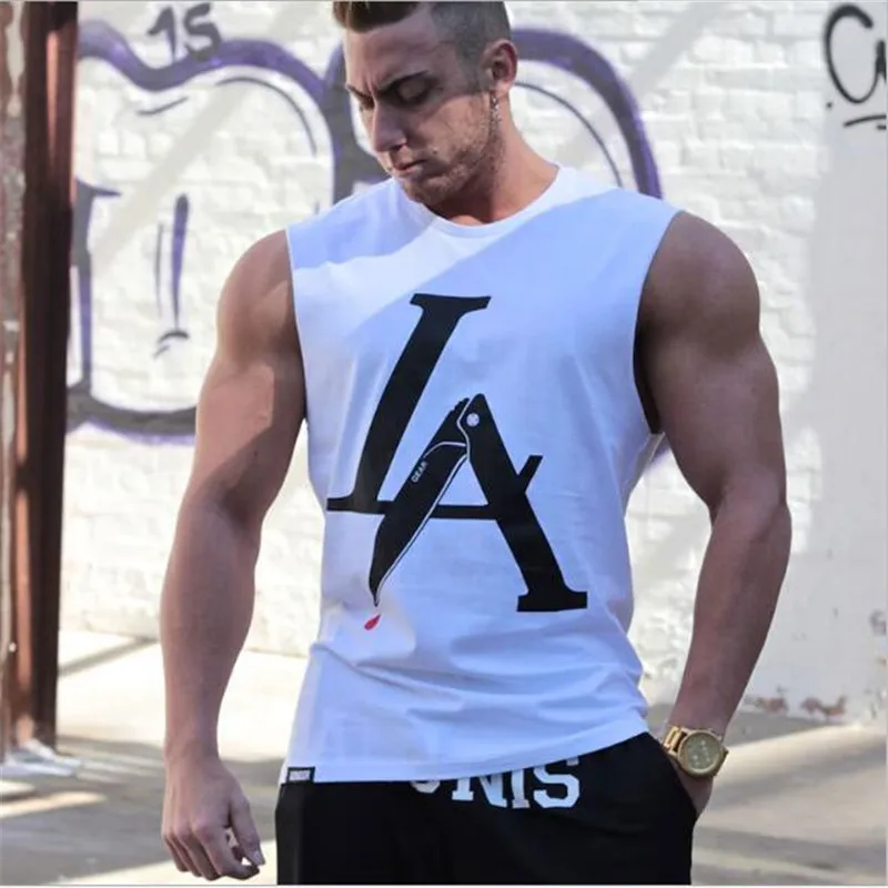 2017 Newest Arrival Design Word Pattern Men Tank Tops Exercise Clothing
